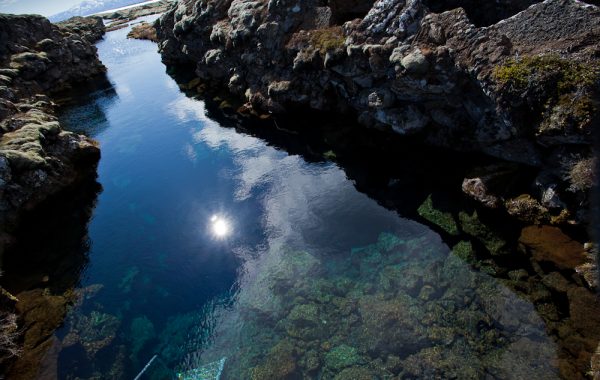 Silfra dive site in Thingvellir National Park, Iceland.